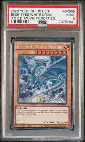 2020 YU-GI-Oh! the Dark Side of Dimensions Movie Pack Secret Edition MVP1-ENS55 Blue-Eyes White Dragon 1st Edition PSA 9 Front