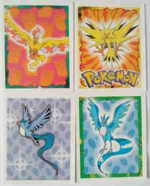 Pokemon Topps Merlin Sticker Series Zapdos, Moltress, Articuno Bundle (4 Stickers)
