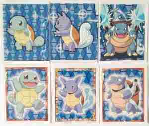 Pokemon Topps Merlin Sticker Series Squirtle, Wartortle, Blastoise Bundle (6 Stickers)