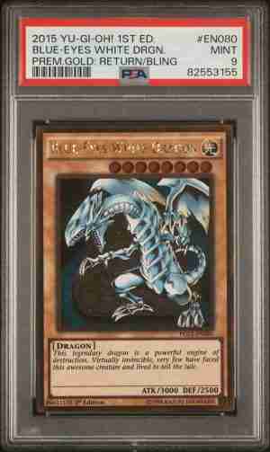 2015 Yu-Gi-Oh! Premium Gold Return of the Bling Blue-Eyes White Dragon PGL2-EN080 1st Edition PSA 9 Mint Cert 82553155 Front