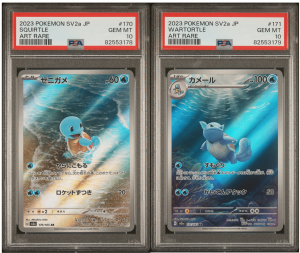 Pokemon 151 sv2a Squirtle 170/165 AR & Wartortle 171/165 AR PSA 10 Gem Mints