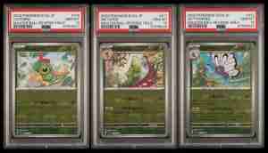 Pokemon 151 sv2a Caterpie, Metapod, Butterfree Master Ball Reverse Holo PSA 10 Gem Mint - Sequential Certs