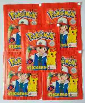 5 x Pokemon Merlin Sticker Packs Sealed Series One 1999 Topps Prism